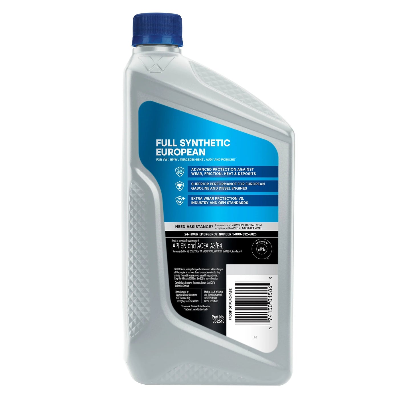European Vehicle Full Synthetic 0W-40 Motor Oil 1 QT
