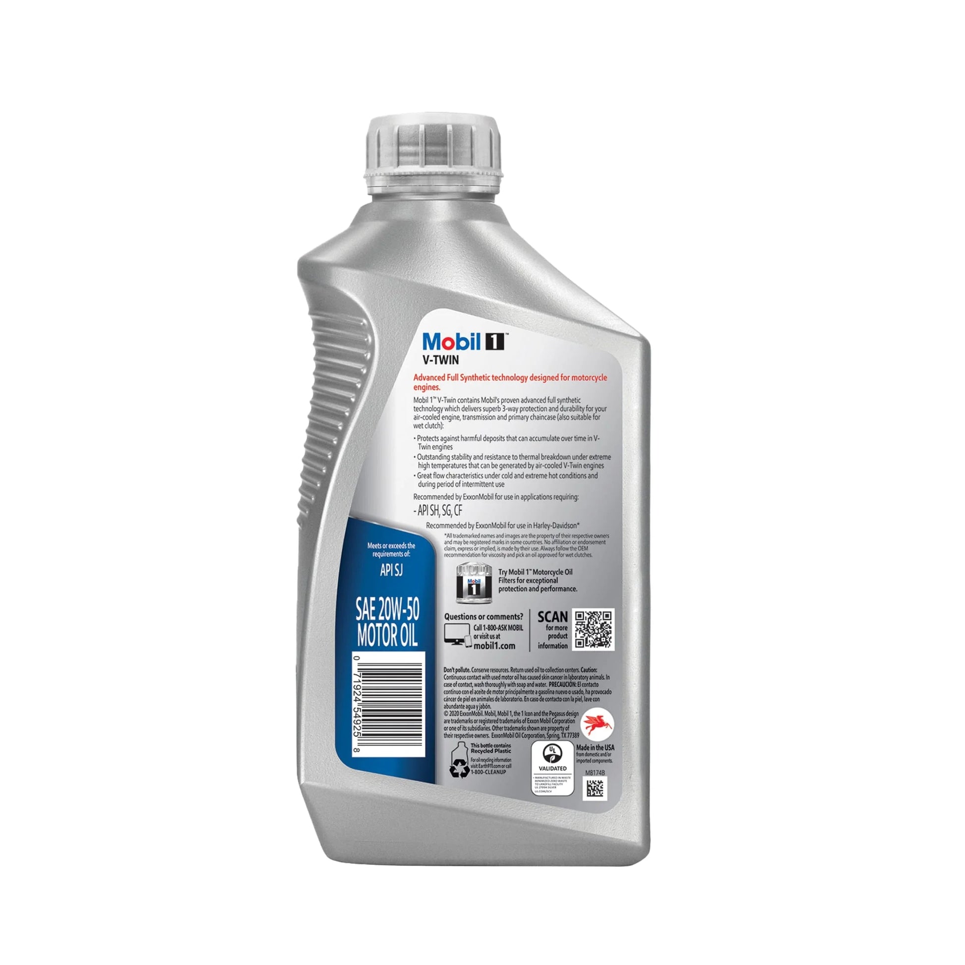 V-Twin Full Synthetic Motorcycle Oil 20W-50, 1 Quart